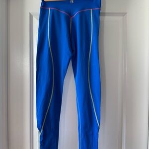 Buffbunny Blue Leggings with Colorful Trim